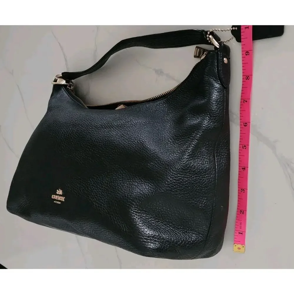 Coach East/West Black Celeste Hobo Shoulder Pebbled Leather Bag W/ Hang Tag
